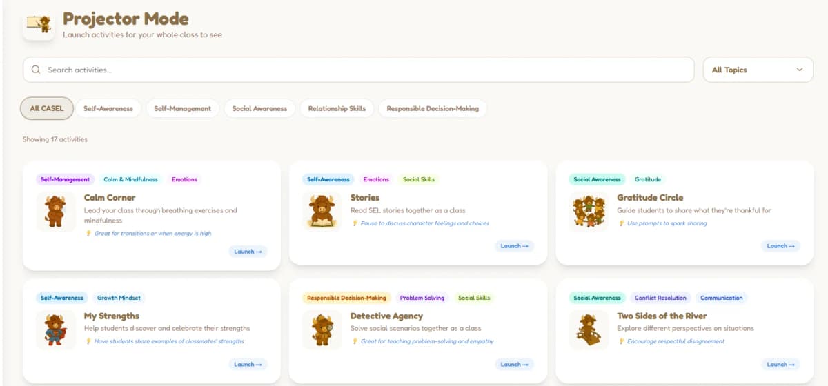Projector Mode Activities